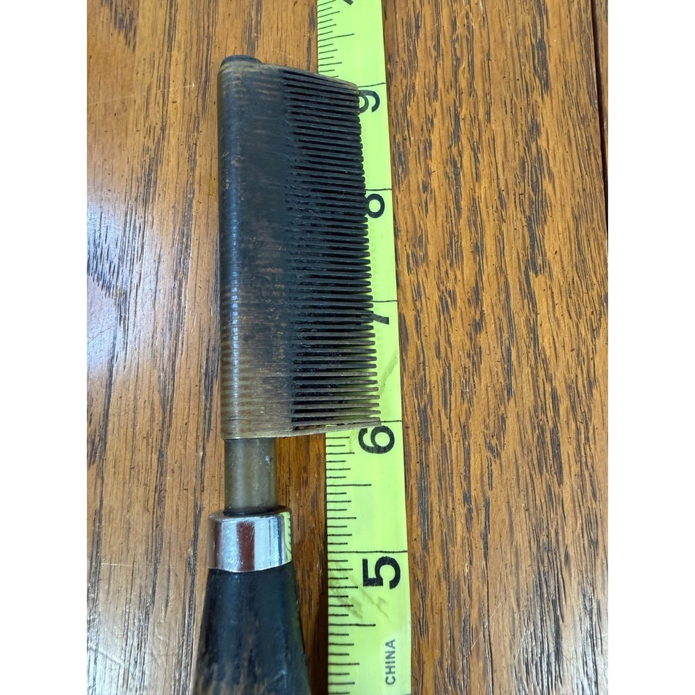 Vintage Brass Hot Comb Hair/Beard Straightener with Wooden Handle - Picture 6 of 7